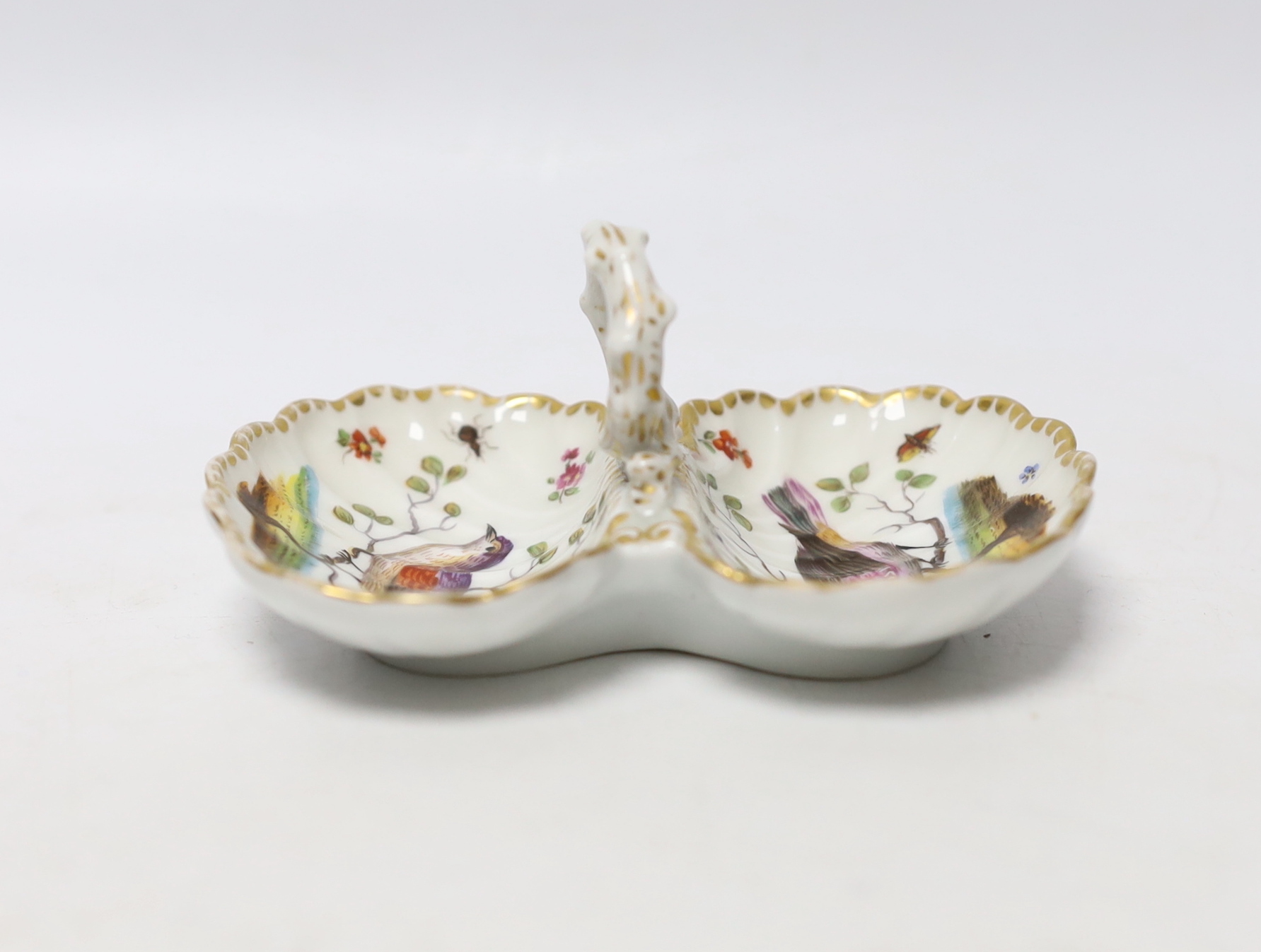 A small 19th century Meissen double shell dish, diameter 11cm